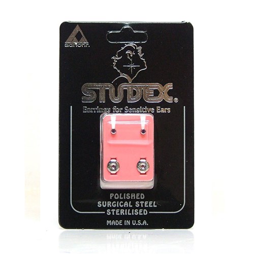 Birthstone Studs - Mini Bezel S/S - February / Amethsyst